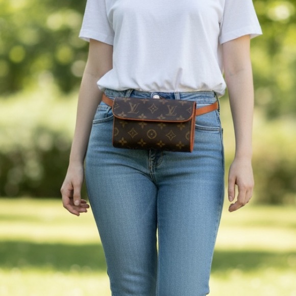 Louis Vuitton LV Shoulder Bag Pochette Florentine Brown Monogram - Picture 3 of 13